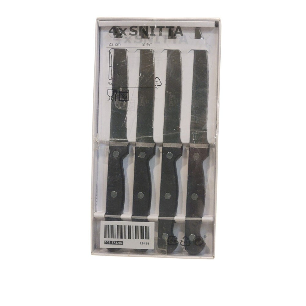 IKEA STAINLESS STEEL SERRATED BLADE SNITTA 4X STEAK KNIFE KNIVES 002.872.95 NIB